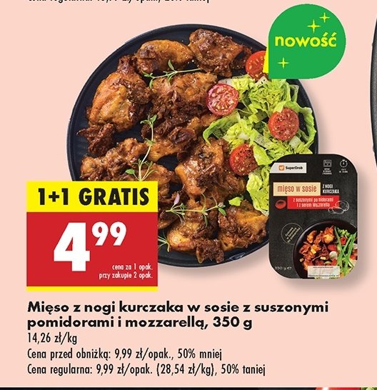 Mięso z nogi kurczaka w sosie z suszonymi pomidorami i serem mozzarella Superdrob promocja