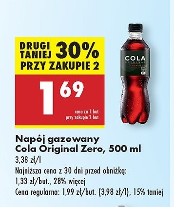 Napoj Cola original zero promocja