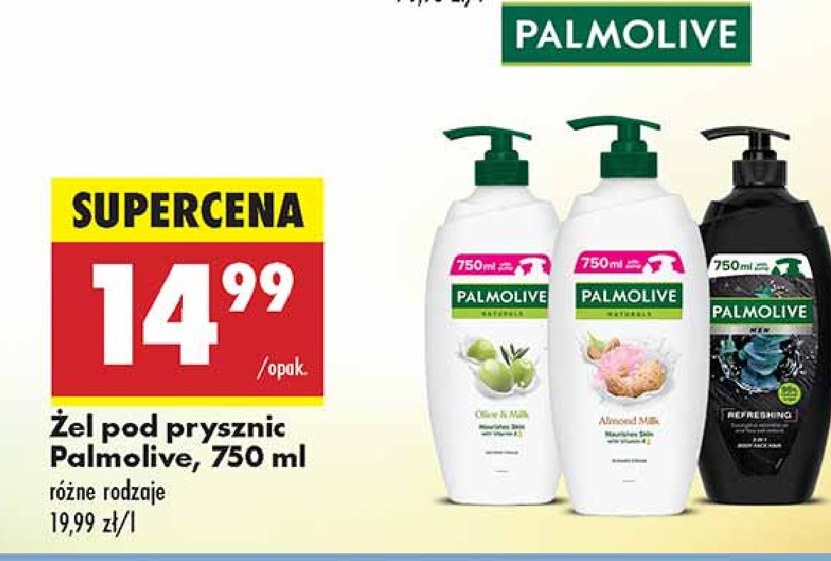 Mydło w płynie milk & almond Palmolive naturals promocja w Biedronka