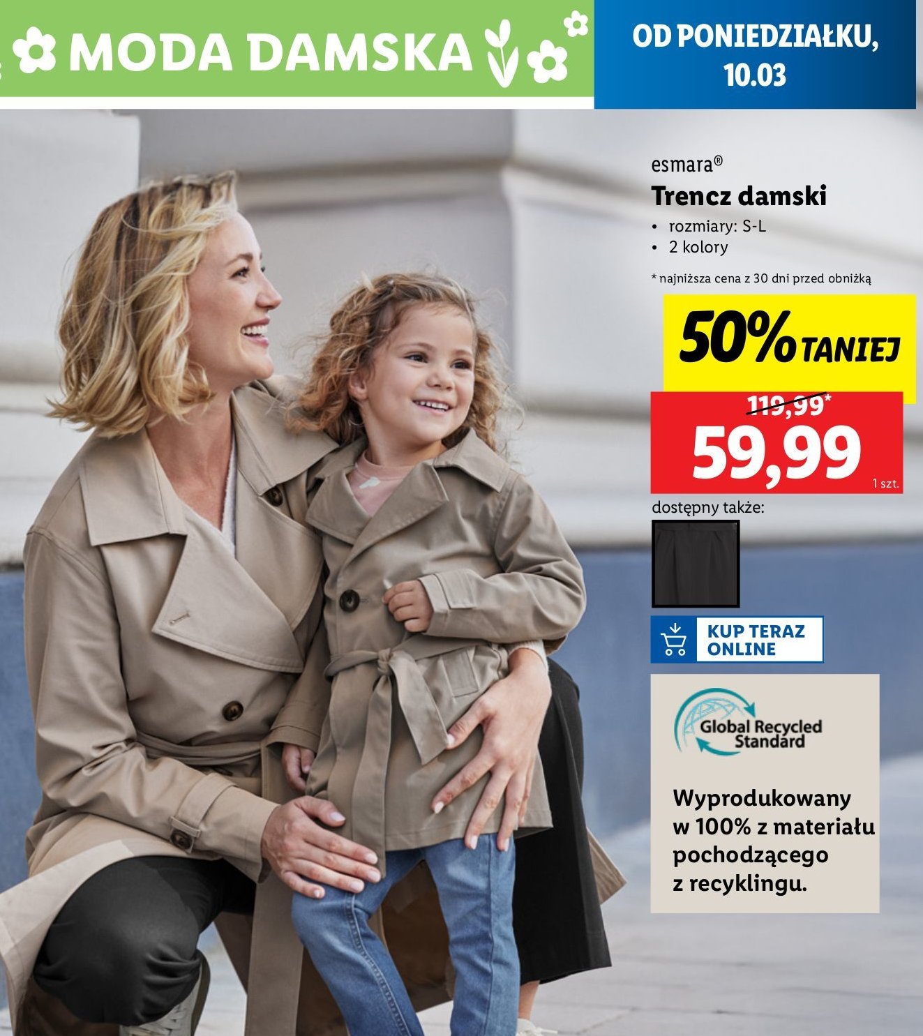 Trencz damski Esmara promocja w Lidl