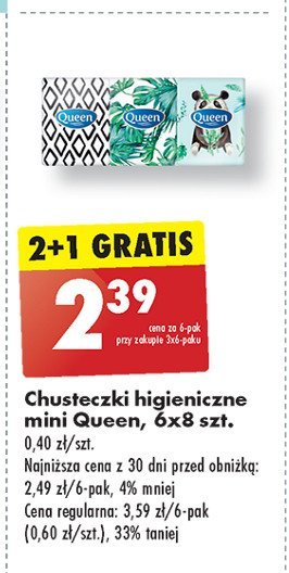 Chusteczki higieniczne mini Queen promocja