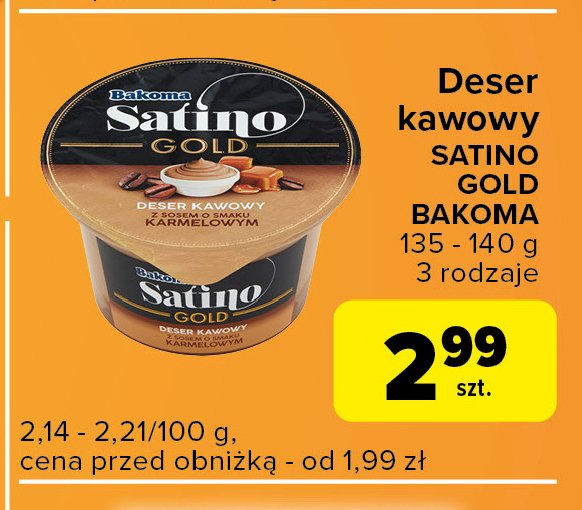 Deser kawowy z sosem karmelowym Bakoma satino gold promocja