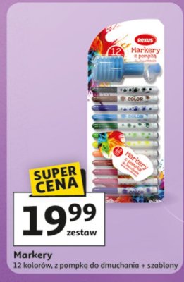 Markery 12 kolorów z pompką do dmuchania promocja w Auchan