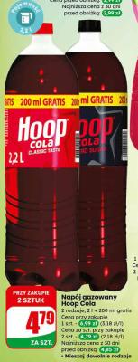 Napój gazowany Hoop Cola 2 rodzaje, 2 l + 200 ml gratis promocja w Dino