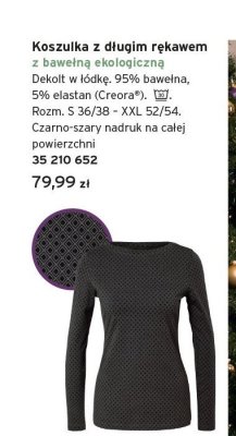 Koszulka z długim rękawem z bawełną ekologiczną czarna promocja w Tchibo