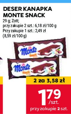 Zott Monte Snack - baton mleczny promocja