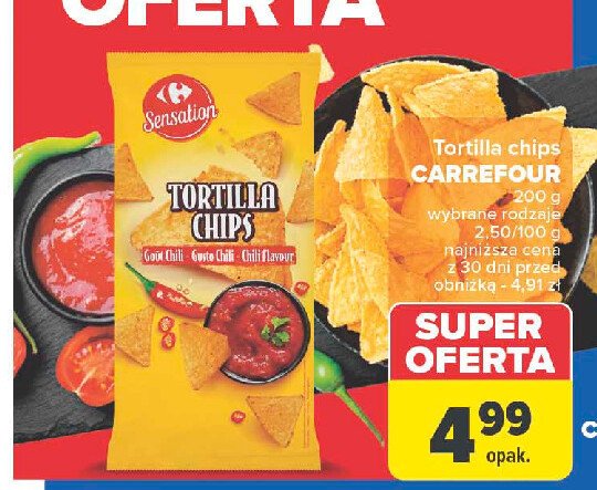 Tortilla chips chilli Carrefour sensation promocja