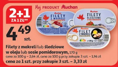 Filety z makreli w oleju 170g promocja w Auchan