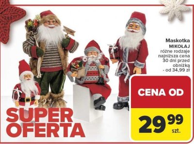 Maskotka Mikołaj, różne rodzaje Carrefour promocja w Carrefour