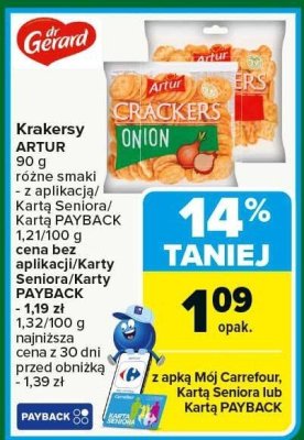 Krakersy ARTUR różne smaki promocja w Carrefour Market
