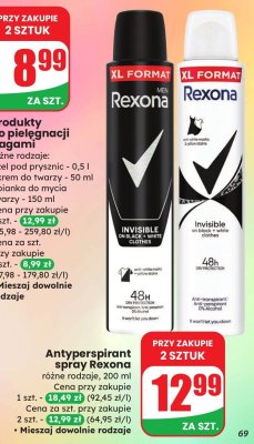 Antyperspirant spray Rexona Invisible Men promocja w Dino