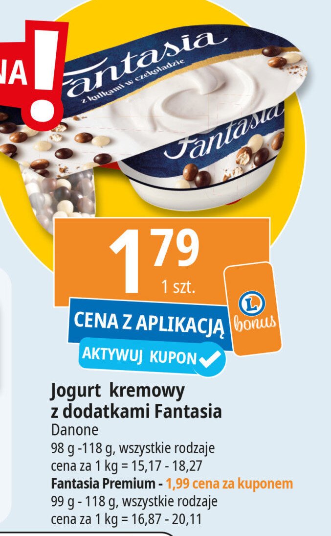 Jogurt premium Danone fantasia promocja