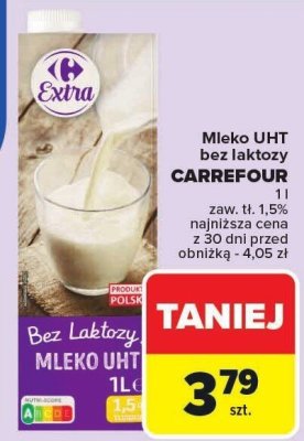 Mleko UHT bez laktozy CARREFOUR promocja w Carrefour Market