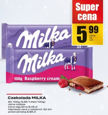 Czekolada MILKA Raspberry Cream promocja w Supeco