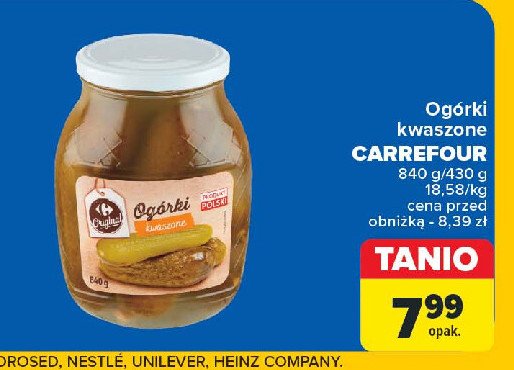 Ogórki kwaszone Carrefour promocja