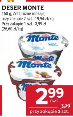 Deser Monte Zott, różne rodzaje promocja w Stokrotka