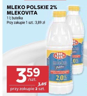 Mleko polskie 2% Mlekovita UHT promocja w Stokrotka