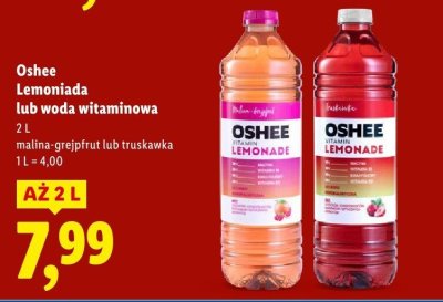 Lemoniada Oshee Lemoniada lub woda witaminowa malina-grejpfrut lub truskawka promocja w Lidl