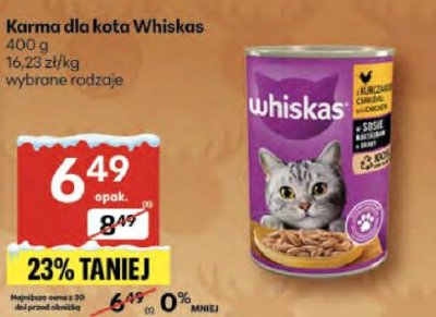 Karma dla kota Whiskas promocja w Delikatesy Centrum