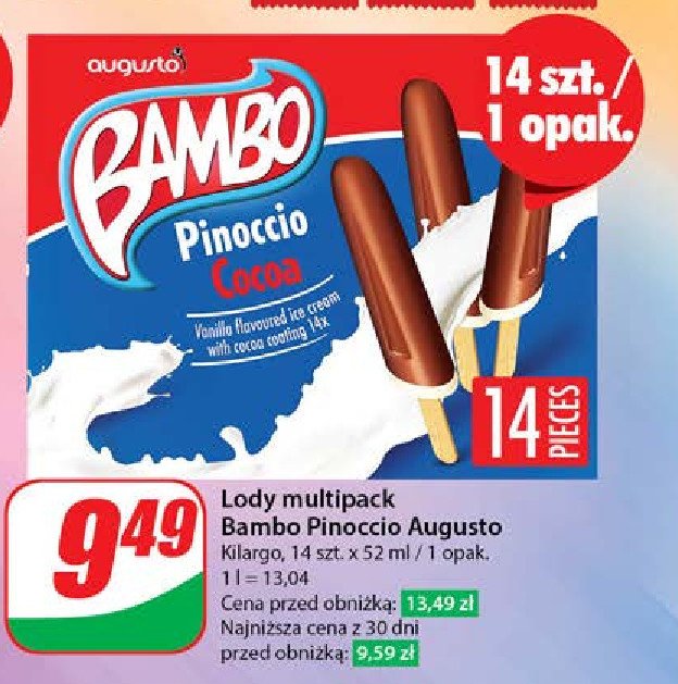 Lody w polewie kakaowej Augusto bambo promocja