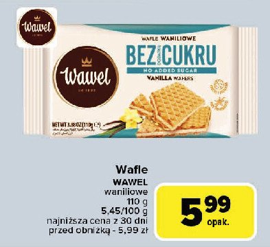 Wafle bez dodatku cukru waniliowy Wawel promocja