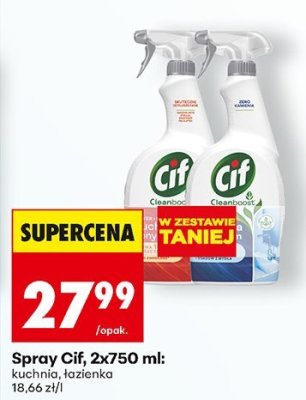 Spray Cif, 2x750 ml: kuchnia, łazienka promocja w Biedronka