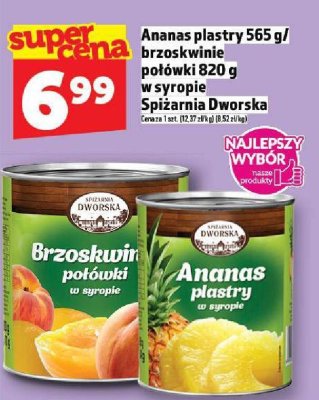 Ananas plastry/brzoskwinie połówki Spiżarnia Dworska 565g/820g w syropie promocja w TOPAZ