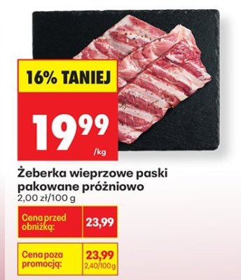 Żeberka wieprzowe paski pakowane próżniowo promocja w Biedronka