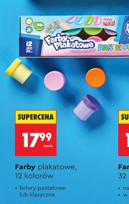 Farby plakatowe ASTRA 12 kolorów promocja w Biedronka