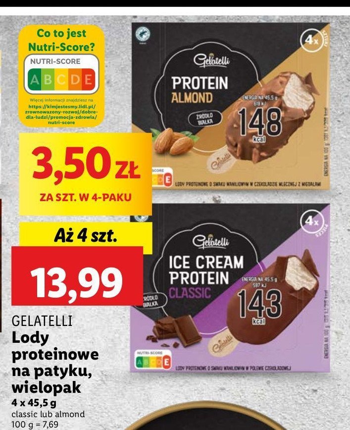 Lody almond Gelatelli protein promocja