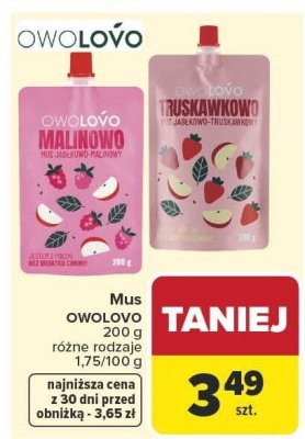 Mus owocowy OWOLOVO różne rodzaje promocja w Carrefour Market