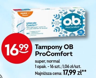 Tampony OB ProComfort super, normal promocja w Żabka