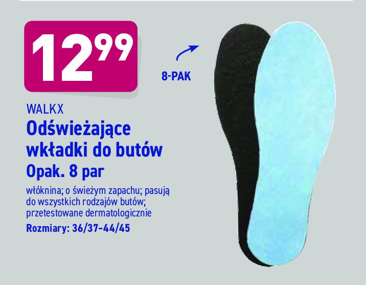Wkładki do butów odświeżające Walkx promocja