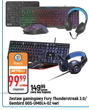 Zestaw thunderjet klawiatura+mysz+s艂uchawki+podk艂adka Fury promocja