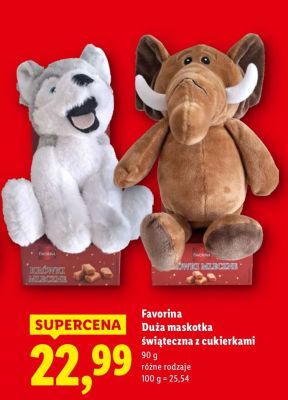 Maskotka świąteczna z cukierkami promocja w Lidl