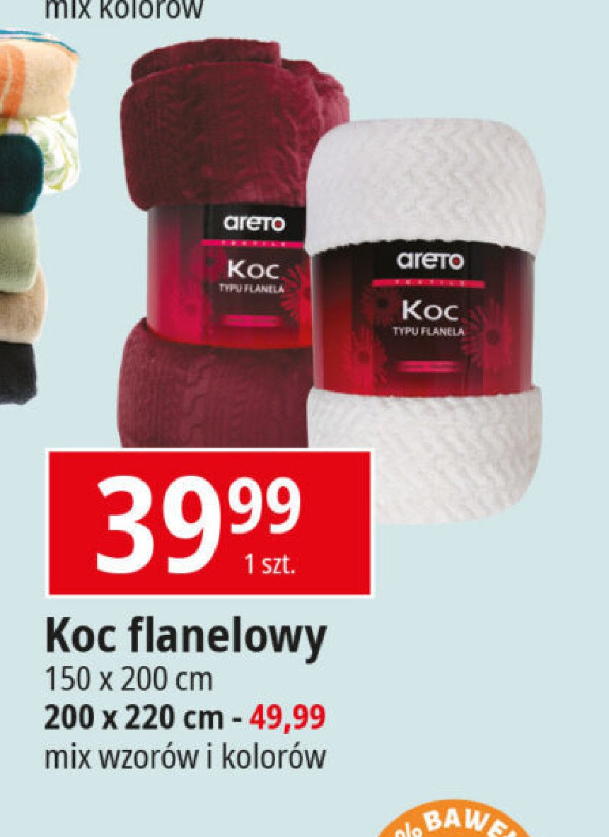 Koc typu flanela 220 x 200 cm Areto promocja