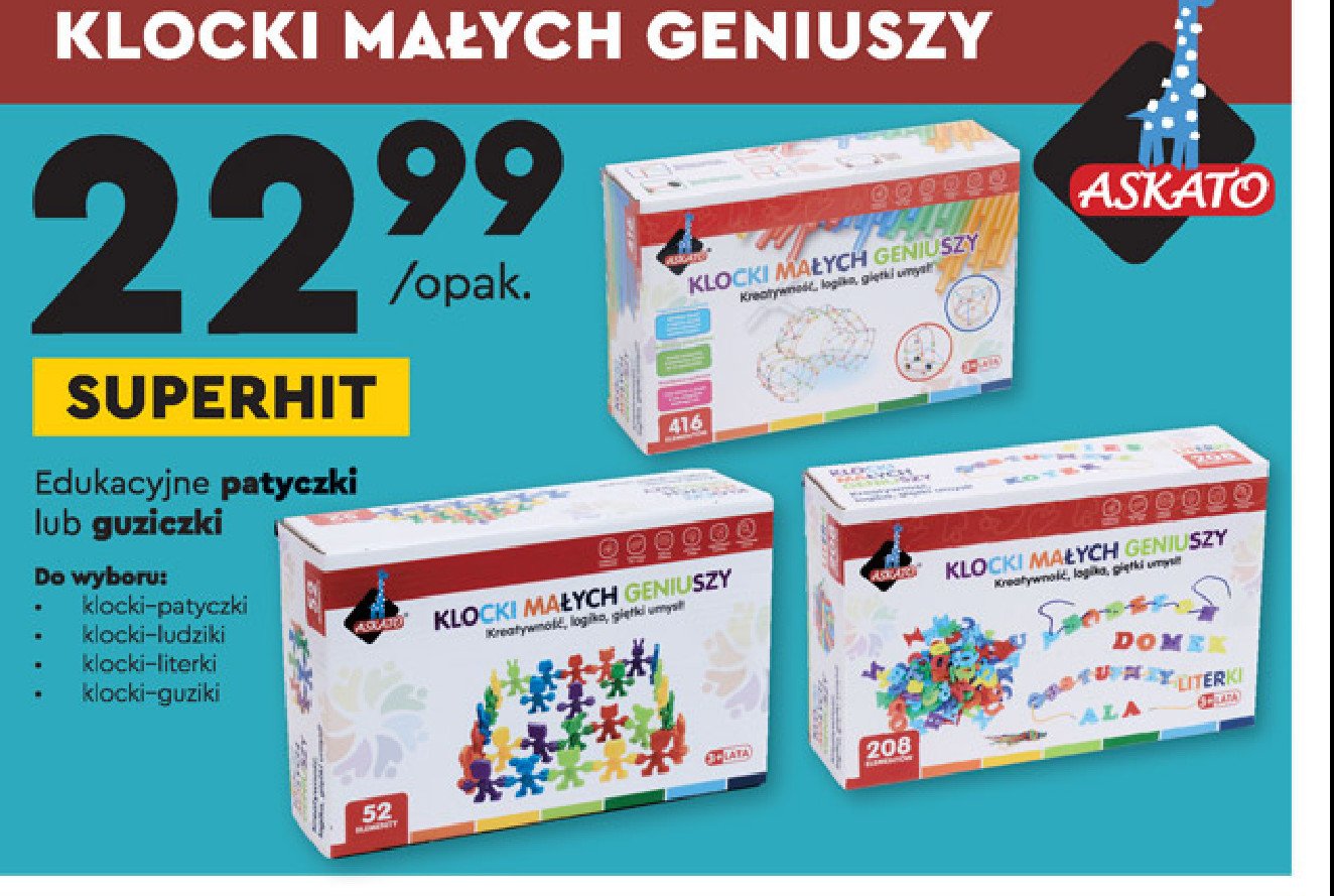 Klocki ma艂ych geniuszy literki Askato promocja