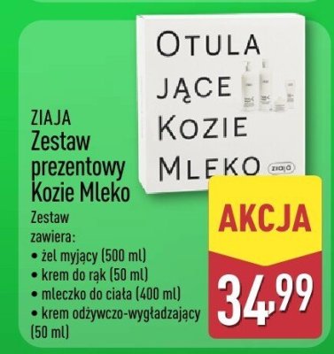 Zestaw prezentowy Kozie Mleko: żel myjący, krem do rąk, mleczko do ciała, krem odżywczo-wygładzający promocja w Aldi