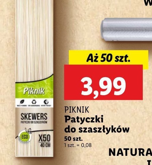 Patyczki do szaszłyków 40 cm Piknik promocja