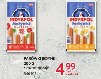 Parówki jedynki różne rodzaje Indykpol 200g promocja w Selgros