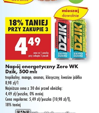 Nap贸j energetyczny zero kalorii sour apple WK DZIK promocja