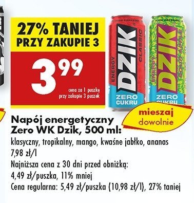 Nap贸j energetyczny zero kalorii sour apple WK DZIK promocja