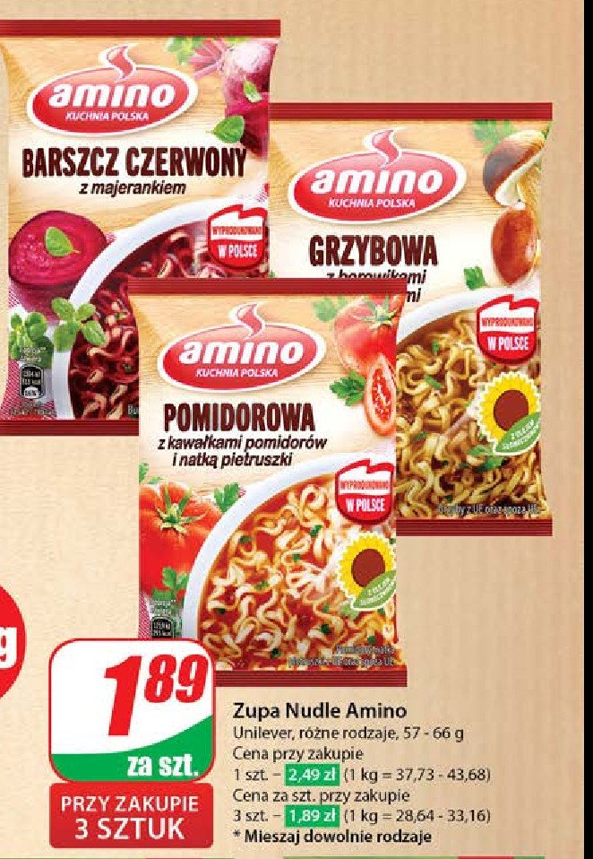 Zupa pomidorowa z kawałkami pomidorów i natką pietruszki Amino promocja
