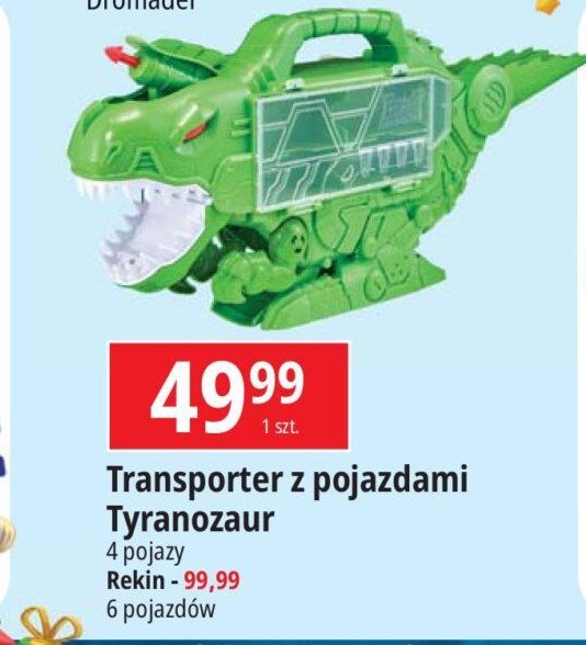 Transporter z 4 pojazdami tyranozaur promocja w Leclerc