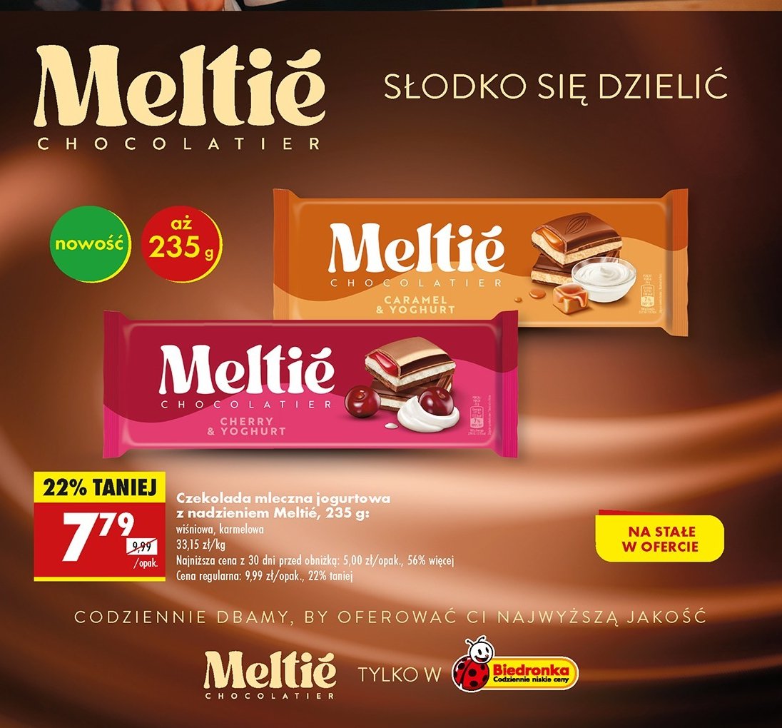 Czekolada caramel & yoghurt Meltie promocja w Biedronka