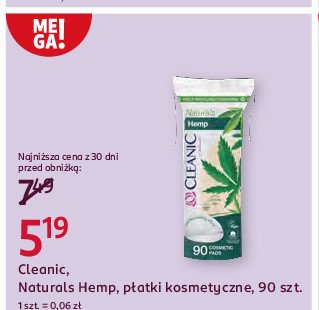 Płatki kosmetyczne hemp Cleanic promocja w Rossmann