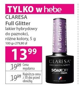 Lakier hybrydowy full glitter 6 Claresa soak off promocja