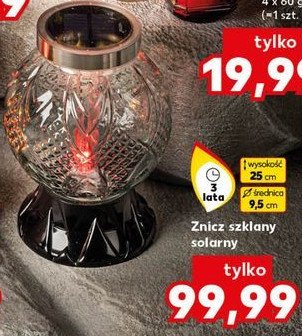 Znicz szklany solarny 25 cm promocja w POLOmarket
