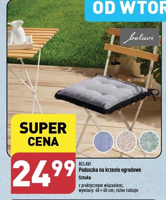 Poduszka na krzesło ogrodowe 40 x 40 cm BELAVI promocja