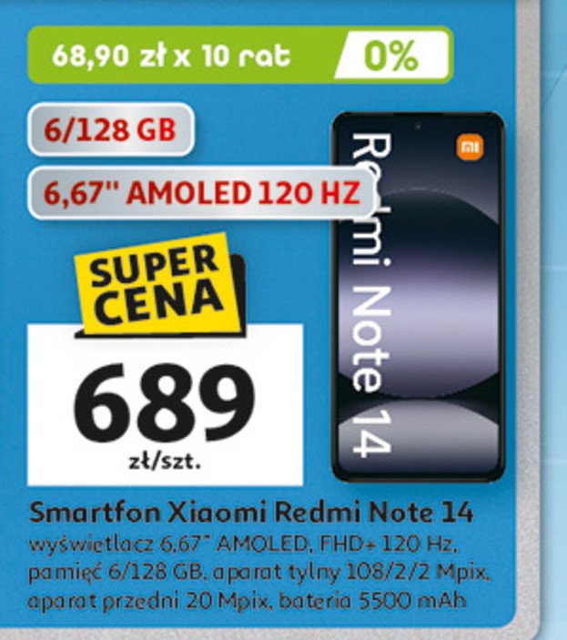 Smartfon redmi note 14 Xiaomi promocja w Auchan
